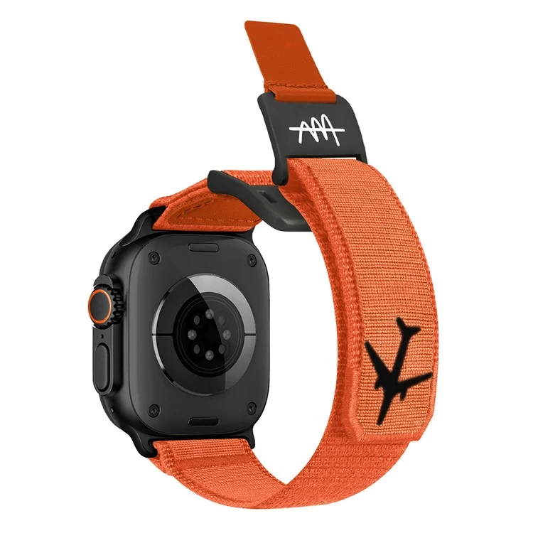 Ersatzarmband für Apple Watch Series 10 Ultra 9 8 7 SE 6 5 4 3 2 1 46mm 49mm 45mm 44mm 42mm Magnetschnalle Nylon Uhrenarmband - Orange / Schwarz