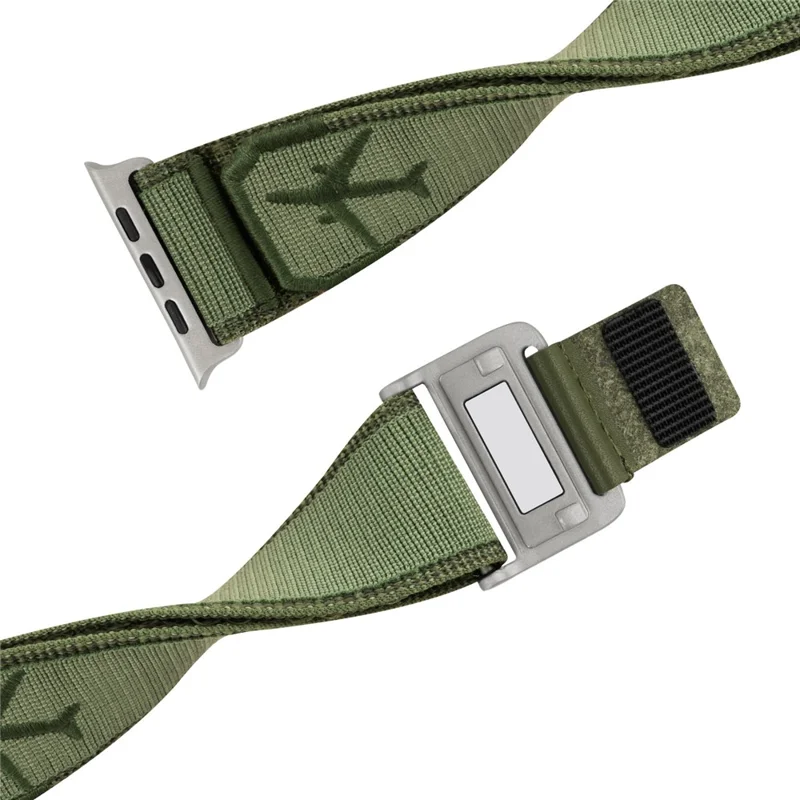Replacement Strap for Apple Watch Series 10 Ultra 9 8 7 SE 6 5 4 3 2 1 46mm 49mm 45mm 44mm 42mm Magnetic Buckle Nylon Watch Band - Army Green / Titanium