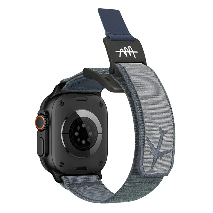 Сменный ремешок для Apple Watch Series 10 Ultra 9 8 7 SE 6 5 4 3 2 1 46мм 49мм 45мм 44мм 42мм с магнитной застежкой, нейлоновый - Синий / Черный