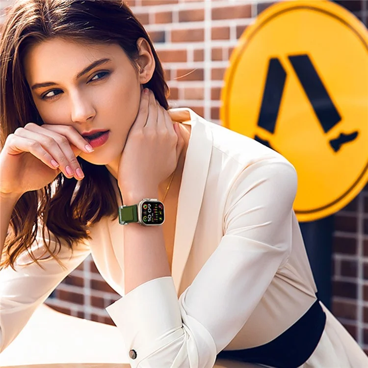 Сменный ремешок для Apple Watch Series 10 Ultra 9 8 7 SE 6 5 4 3 2 1 46мм 49мм 45мм 44мм 42мм с магнитной застежкой, нейлоновый - Синий / Черный
