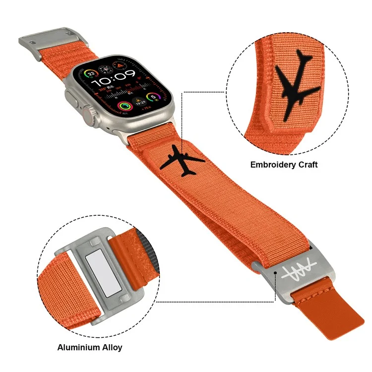 Сменный ремешок для Apple Watch Series 10 Ultra 9 8 7 SE 6 5 4 3 2 1 46мм 49мм 45мм 44мм 42мм с магнитной застежкой, нейлоновый - Синий / Черный