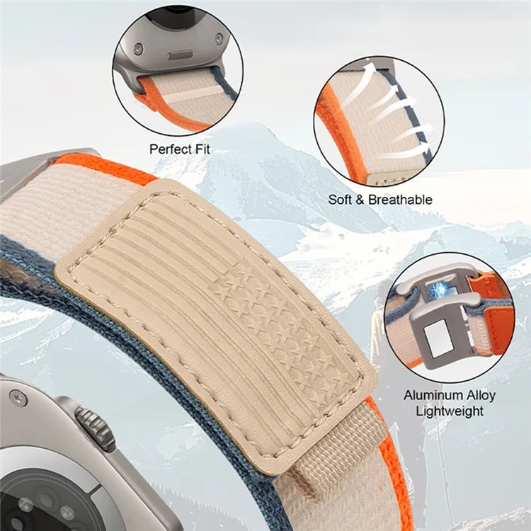 Watch Band For Apple Watch Series 10 9 8 7 SE 6 5 4 3 2 1 42mm 41mm 40mm 38mm Magnetic Buckle Nylon Strap - Orange Beige  /  Black