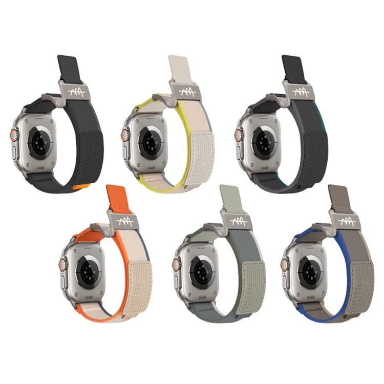 Watch Band For Apple Watch Series 10 9 8 7 SE 6 5 4 3 2 1 42mm 41mm 40mm 38mm Magnetic Buckle Nylon Strap - Orange Beige  /  Black