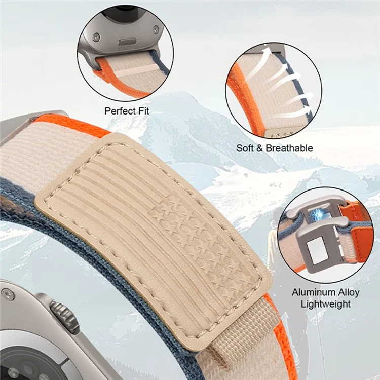 Watch Band For Apple Watch Series 10 Ultra 9 8 7 SE 6 5 4 3 2 1 46mm 49mm 45mm 44mm 42mm Magnetic Buckle Nylon Strap - Orange Beige  /  Black