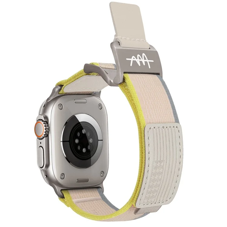 Correa de Reloj para Apple Watch Series 10 Ultra 9 8 7 SE 6 5 4 3 2 1 46mm 49mm 45mm 44mm 42mm Correa de Nailon con Hebilla Magnética - Beige Amarillo / Titanio