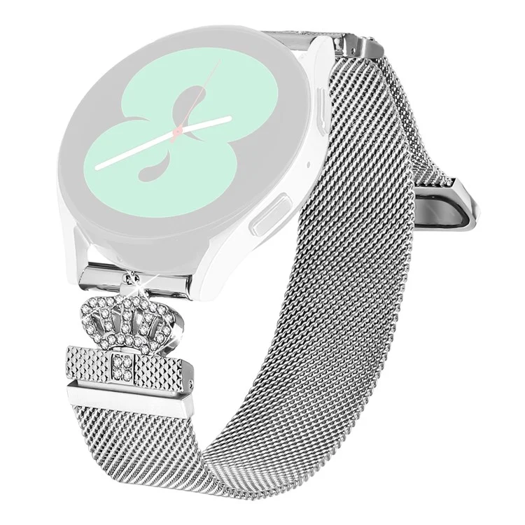 Für TicWatch E Uhrenarmband Silber Edelstahl Krone Verschluss Mailänder Armband