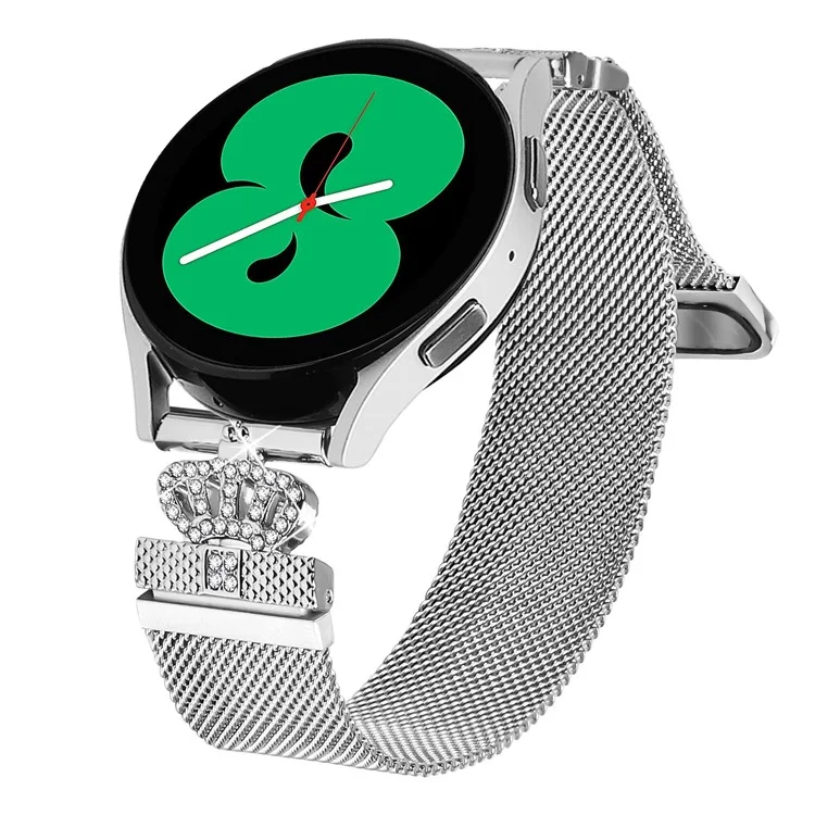 Für TicWatch E Uhrenarmband Silber Edelstahl Krone Verschluss Mailänder Armband
