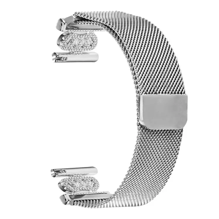 Für TicWatch E Uhrenarmband Silber Edelstahl Krone Verschluss Mailänder Armband