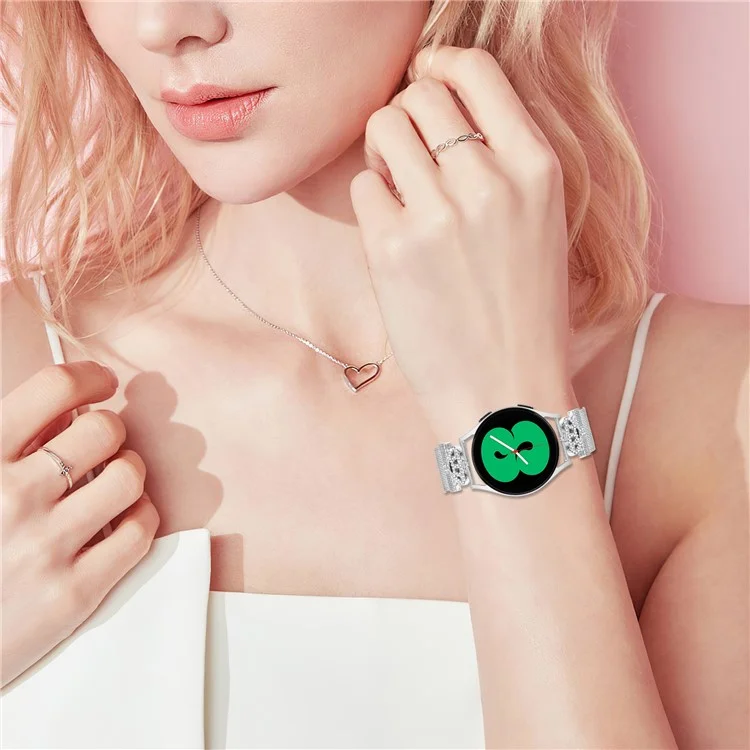 Für TicWatch E Uhrenarmband Silber Edelstahl Krone Verschluss Mailänder Armband