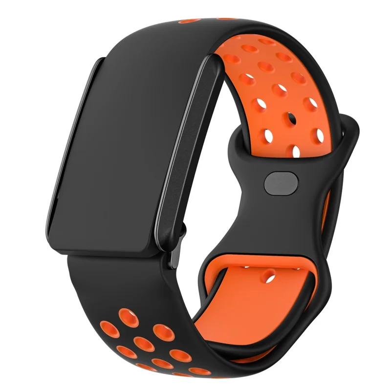 For WHOOP 4.0 Replacement Strap Dual Color Silicone Watch Band Multi Hole Design - Black / Orange