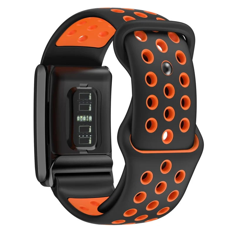 For WHOOP 4.0 Replacement Strap Dual Color Silicone Watch Band Multi Hole Design - Black / Orange