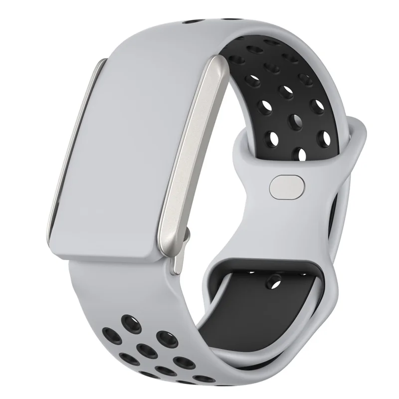 For WHOOP 4.0 Replacement Strap Dual Color Silicone Watch Band Multi Hole Design - Light Grey / Black