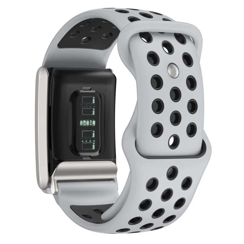 For WHOOP 4.0 Replacement Strap Dual Color Silicone Watch Band Multi Hole Design - Light Grey / Black
