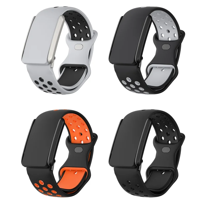 For WHOOP 4.0 Replacement Strap Dual Color Silicone Watch Band Multi Hole Design - Light Grey / Black