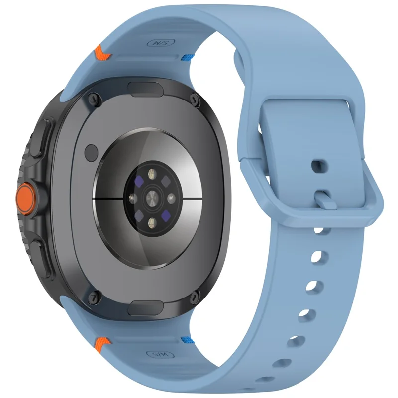 Ремешок для Samsung Galaxy Watch8 44мм / 40мм / Watch8 Classic 43мм с декоративной строчкой из силикона, размер L - Синий