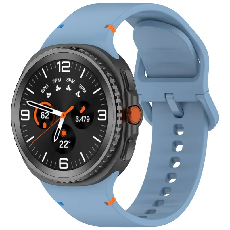 Ремешок для Samsung Galaxy Watch8 44мм / 40мм / Watch8 Classic 43мм с декоративной строчкой из силикона, размер L - Синий