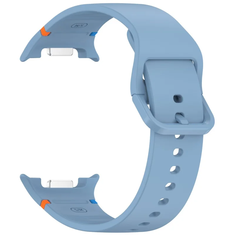 Ремешок для Samsung Galaxy Watch8 44мм / 40мм / Watch8 Classic 43мм с декоративной строчкой из силикона, размер L - Синий