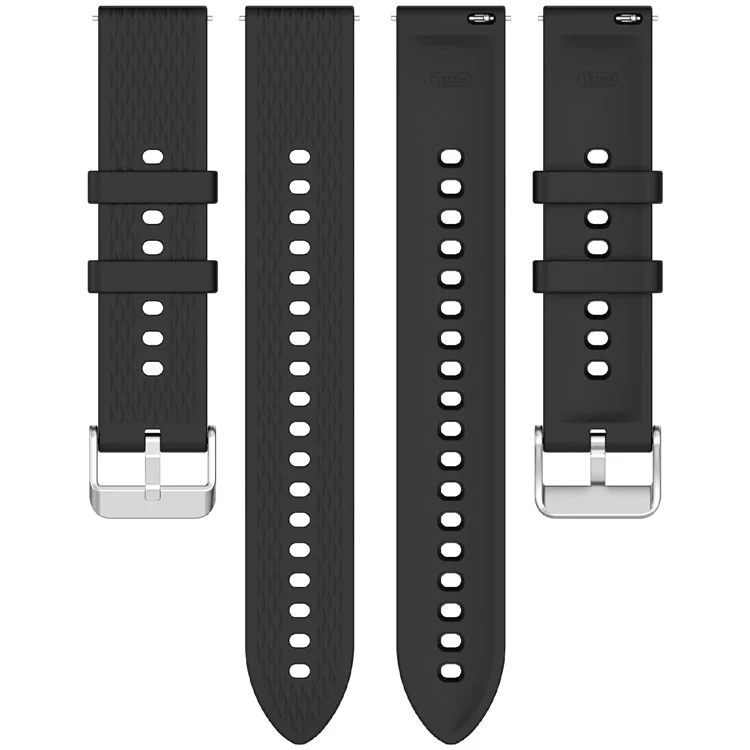 For Oppo Watch X2 Mini Watch Band 18mm Rhombus Pattern Silicone Strap - Black