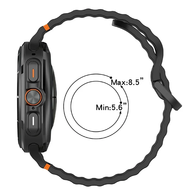For Samsung Galaxy Watch Ultra 47mm Watch Band Wave Pattern Stitched Design Silicone Wrist Strap - Black
