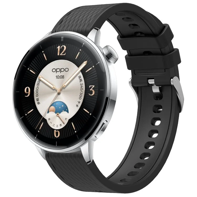 Para Oppo Watch X2 Mini Correa de reloj 18mm Textura romboidal Correa de silicona - Negro