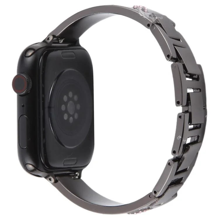 Bracelet de Remplacement avec Strass pour Apple Watch Series 10 9 8 7 SE 6 5 4 3 2 1 42mm 41mm 40mm 38mm - Bande de Montre Métallique - Noir