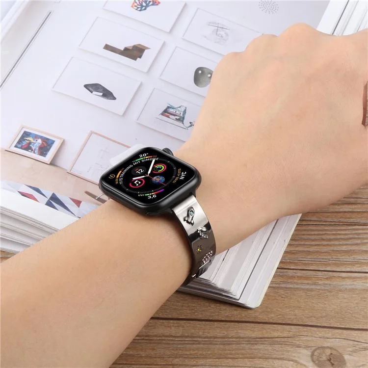 Bracelet de Remplacement avec Strass pour Apple Watch Series 10 9 8 7 SE 6 5 4 3 2 1 42mm 41mm 40mm 38mm - Bande de Montre Métallique - Noir