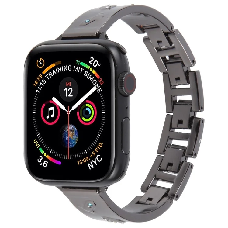 Bracelet Strap for Apple Watch Series 10 Ultra 9 8 7 SE 6 5 4 3 2 1 46mm 49mm 45mm 44mm 42mm Rhinestone Decor Metal Watch Band - Black