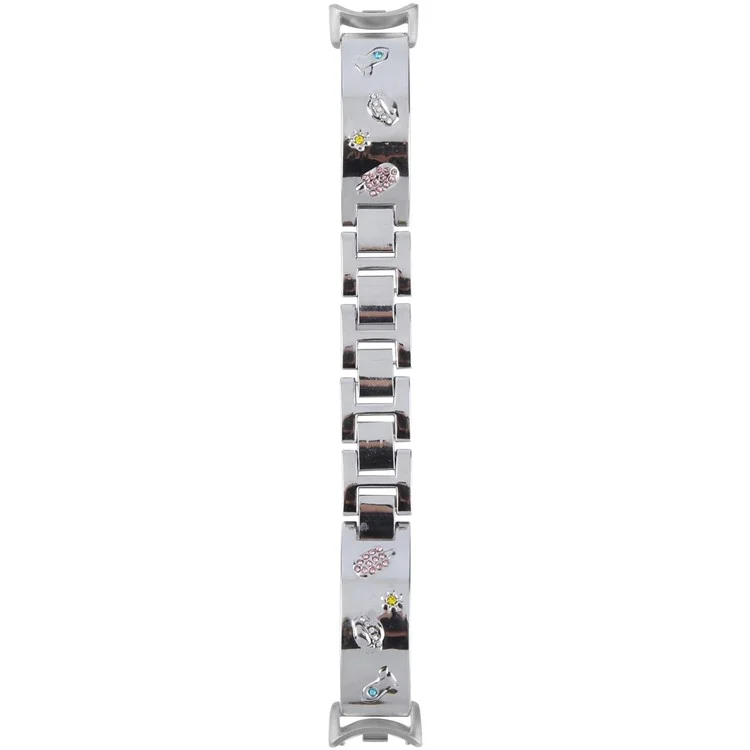 For Xiaomi Smart Band 9 / 8 Rhinestone Decor Metal Bracelet Strap Replacement Watch Band - Silver