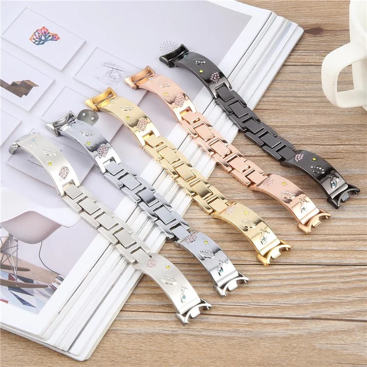 For Xiaomi Smart Band 9 / 8 Rhinestone Decor Metal Bracelet Strap Replacement Watch Band - Silver