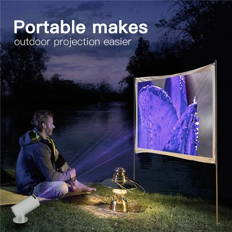 HY300-H713 600P Portable Mini Projector LED 130 ANSI Lumens Android 11 WiFi BT5.4 Projector for Home / Office - EU Plug