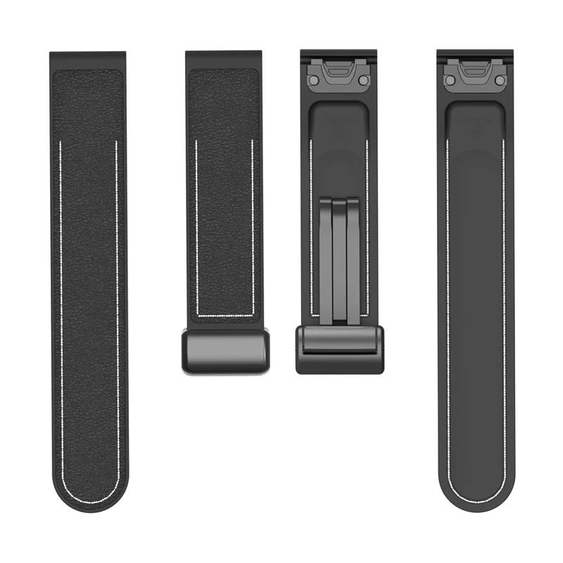 Correa de silicona para Garmin Fenix 8 47mm / 7 / 6 con hebilla magnética y textura de cuero - Negro