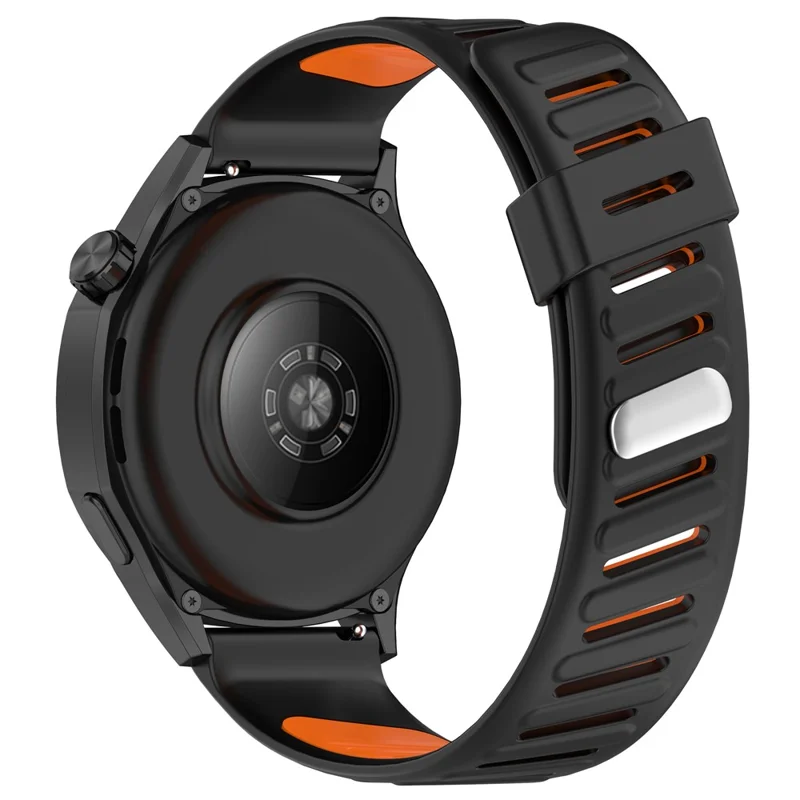 KALEBOL Para Huawei Watch GT 5 46mm Correa de Reloj de Silicona de 22mm Diseño de Espiga Doble Color - Negro+Naranja