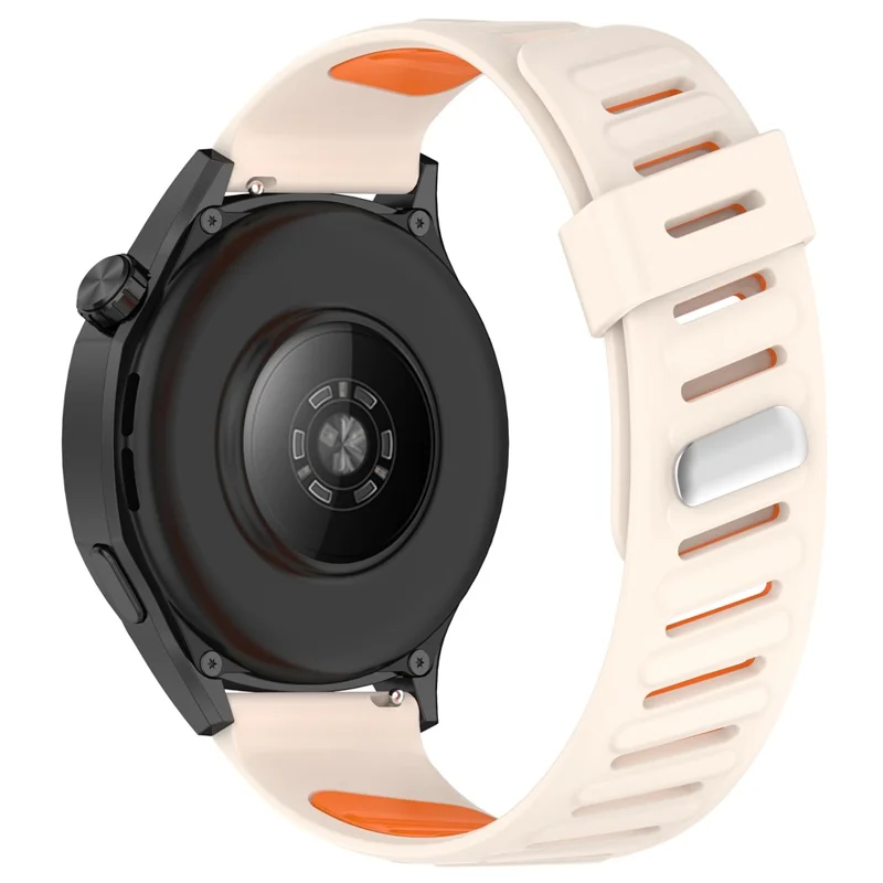 KALEBOL For Huawei Watch GT 5 46mm Silicone Watch Band 22mm Twill Design Dual-Color Strap - Starlight+Orange