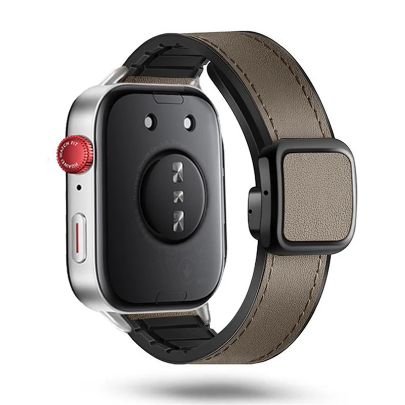 KALEBOL Wrist Band for Huawei Watch Fit 4 Pro / Fit 4 / Fit 3 Leather Coated Silicone Watch Strap with Magnetic Buckle - Tan