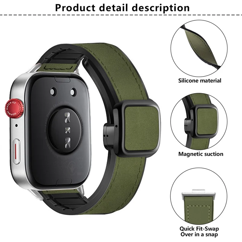 KALEBOL Wrist Band for Huawei Watch Fit 4 Pro / Fit 4 / Fit 3 Leather Coated Silicone Watch Strap with Magnetic Buckle - Tan