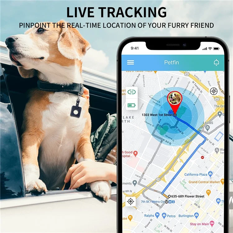 Square Shape Anti-Drop PU Leather Protective Case Cover with Buckle for Apple AirTag Locator - Dark Blue