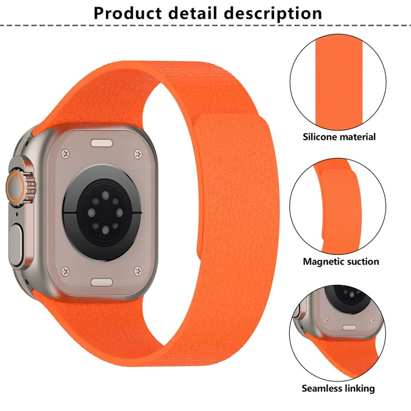 Cinturino per orologio KALEBOL per Apple Watch Series 10 9 8 7 SE 6 5 4 3 2 1 42mm 41mm 40mm 38mm Morbido silicone Fascia magnetica - Arancione