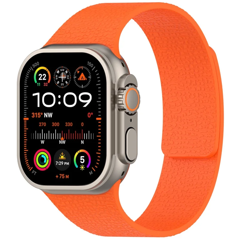 Pulseira KALEBOL para Apple Watch Series 10 Ultra 9 8 7 SE 6 5 4 3 2 1 46mm 49mm 45mm 44mm 42mm Banda Magnética de Silicone Macio - Laranja