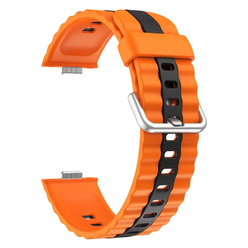 Silicone Band for Huawei Watch Fit 4 Pro / Fit 4 / Fit 3 Dual Color Replacement Watch Strap - Orange+Black