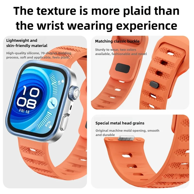Watch Band for Huawei Watch Fit 4 Pro / Fit 4 / Fit 3 Dot Texture Silicone Wrist Strap - Orange