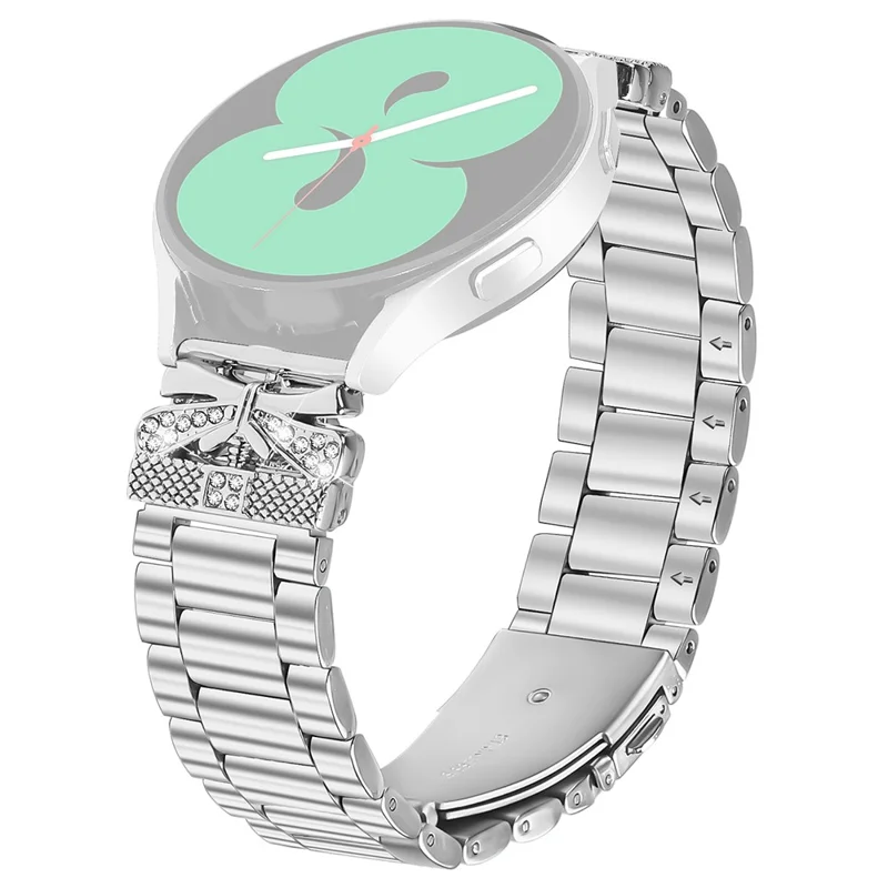 For Garmin Forerunner 645 / 645 Music Replacement Strap Butterfly Rhinestones Decor Silver Stainless Steel Watch Band