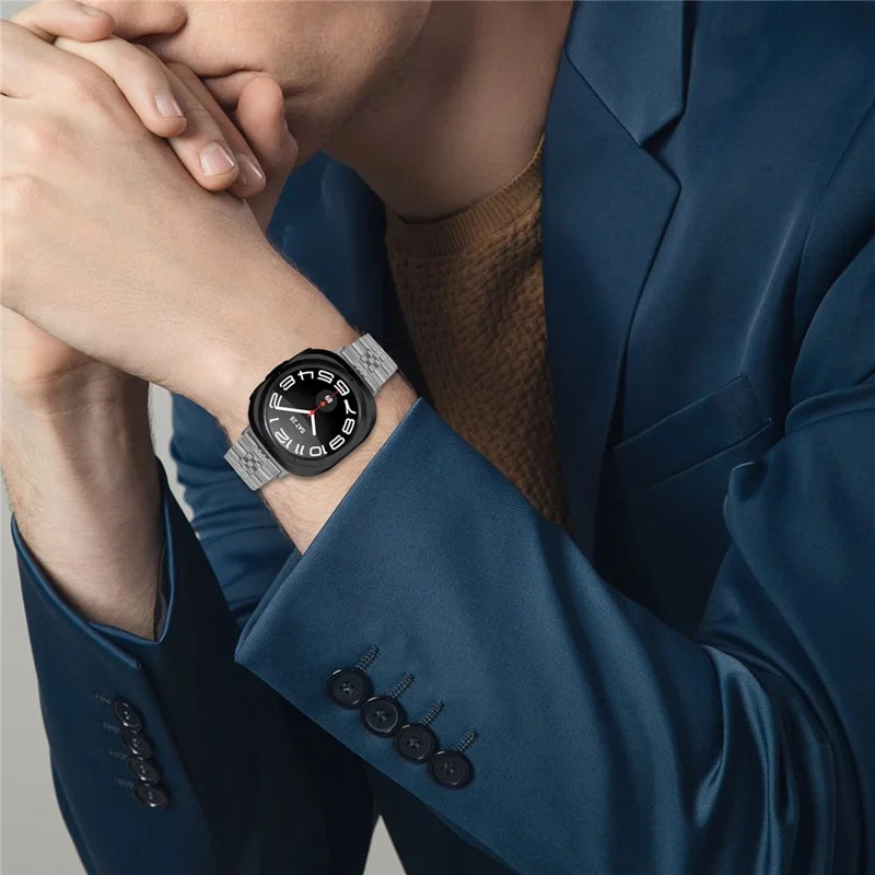 Pulseira de Aço Inoxidável de 5 Elos para Samsung Galaxy Watch Ultra 47mm com Fecho Borboleta - Titânio