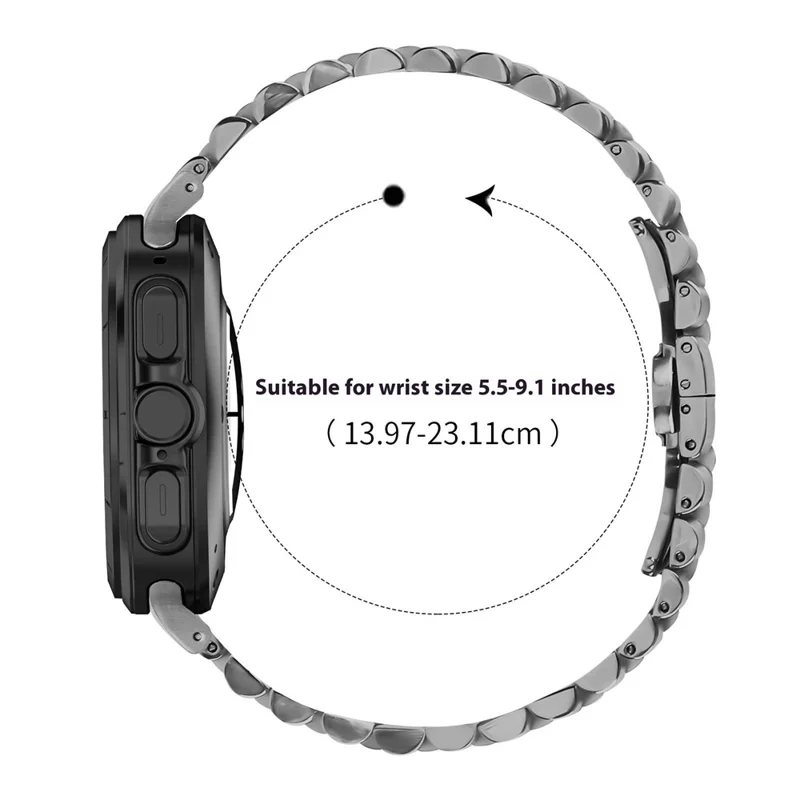Pulseira de Aço Inoxidável de 5 Elos para Samsung Galaxy Watch Ultra 47mm com Fecho Borboleta - Titânio