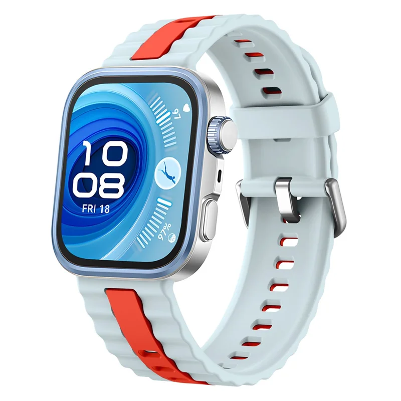 KALEBOL Silicone Band for Huawei Watch Fit 4 Pro / Fit 4 / Fit 3 Dual Color Replacement Watch Strap - White+Red