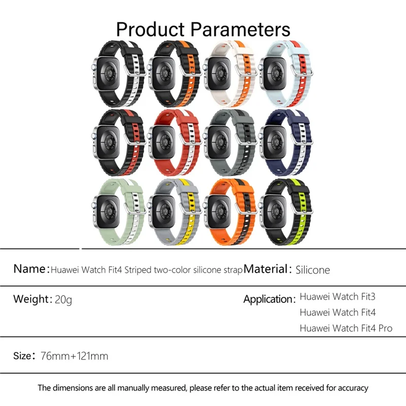 KALEBOL Silicone Band for Huawei Watch Fit 4 Pro / Fit 4 / Fit 3 Dual Color Replacement Watch Strap - White+Red