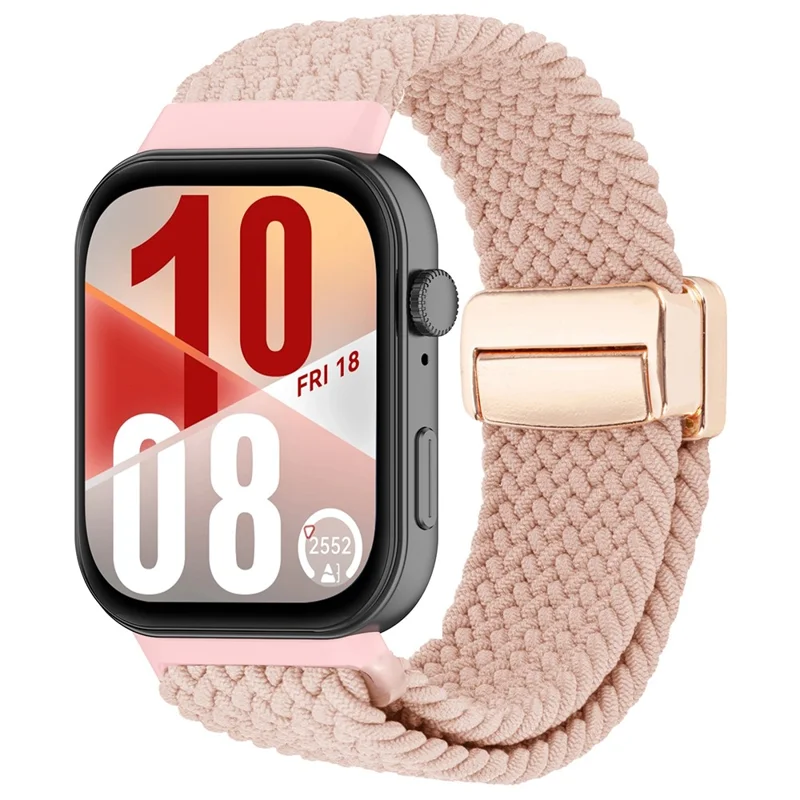 KALEBOL Wrist Strap for Huawei Watch Fit 4 Pro / Fit 4 / Fit 3 Magnetic Buckle Nylon Braided Watch Band - Pink / Rose Buckle