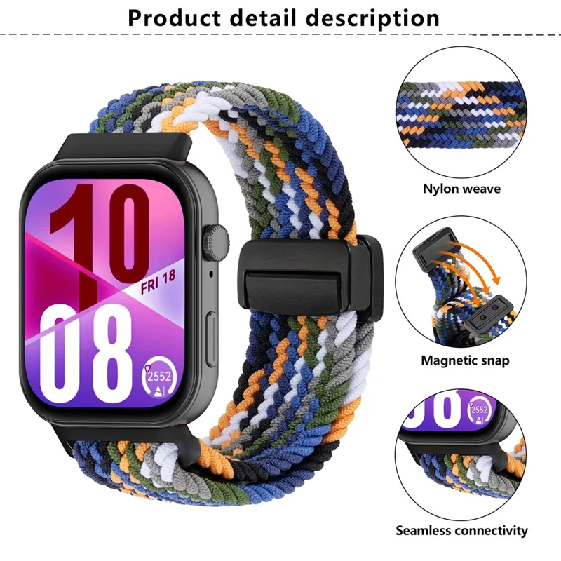 KALEBOL Wrist Strap for Huawei Watch Fit 4 Pro / Fit 4 / Fit 3 Magnetic Buckle Nylon Braided Watch Band - Pink / Rose Buckle