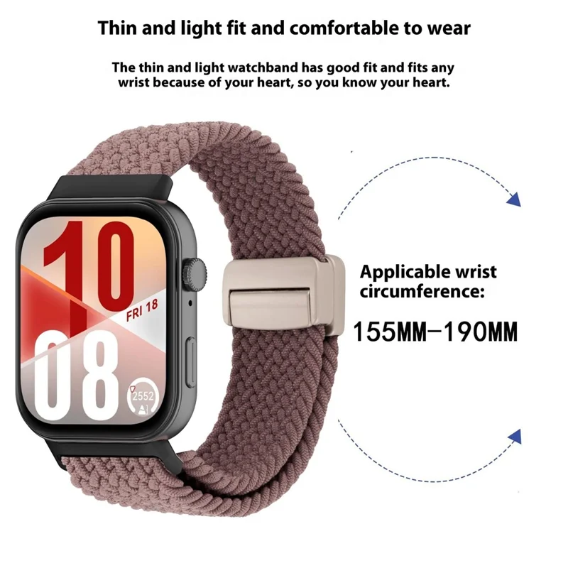 KALEBOL Wrist Strap for Huawei Watch Fit 4 Pro / Fit 4 / Fit 3 Magnetic Buckle Nylon Braided Watch Band - Pink / Rose Buckle