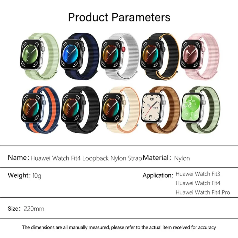 KALEBOL Cinturino da Polso in Nylon per Huawei Watch Fit 4 Pro / Fit 4 / Fit 3 Magic Tape Loop - Verde Menta