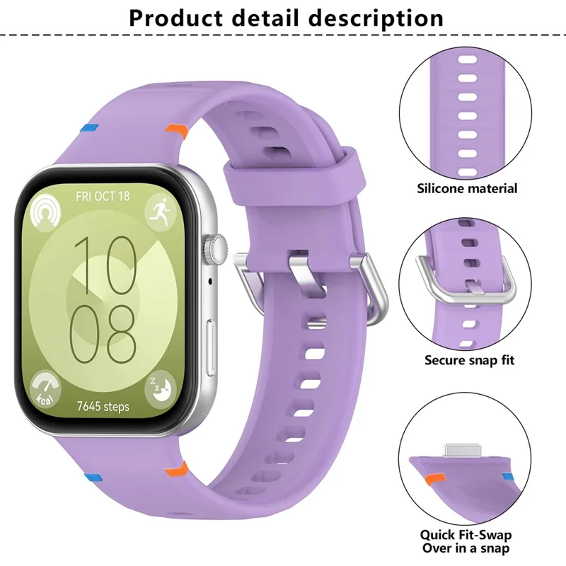 KALEBOL Silicone Watch Strap for Huawei Watch Fit 4 Pro / Fit 4 / Fit 3 Stitching Line Wrist Band - Orange